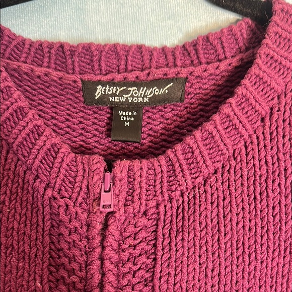 Vintage Betsey Johnson Purple Cat Knit Cardigan Sweater - Picture 2 of 6